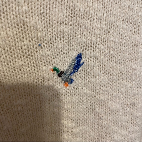 Vintage Flying Scotsman White USA Cotton Sweater Embroidered Mallard Duck Small - Picture 4 of 6